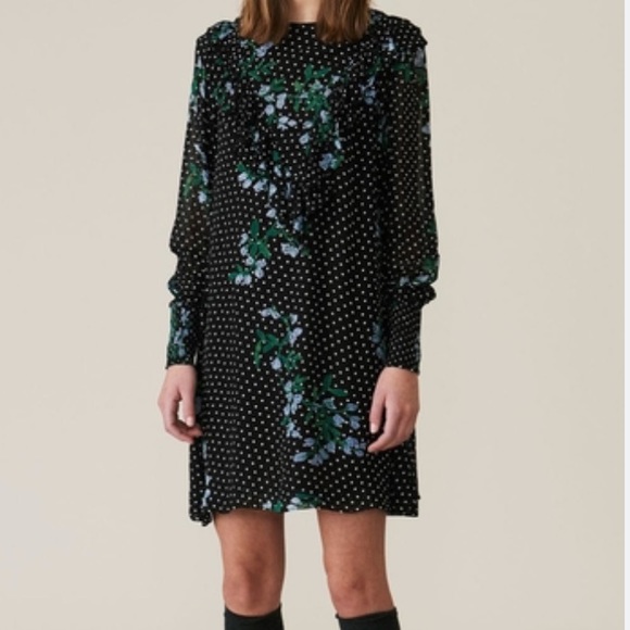 Ganni Rometty Ruffled Print Georgette Dress - Picture 2 of 6